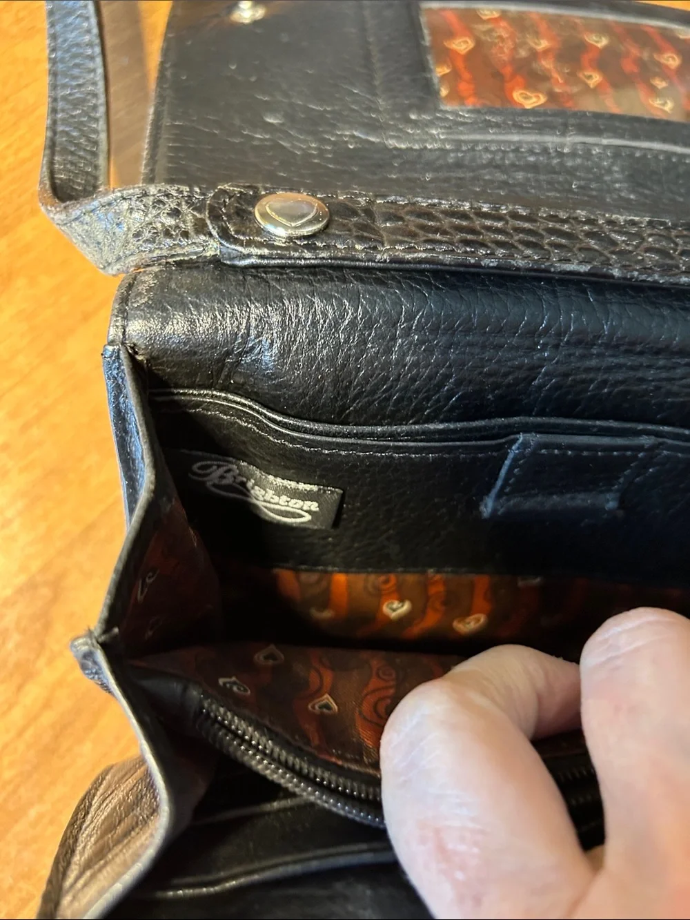 Brighton Black Croc-Embossed Crossbody Bag